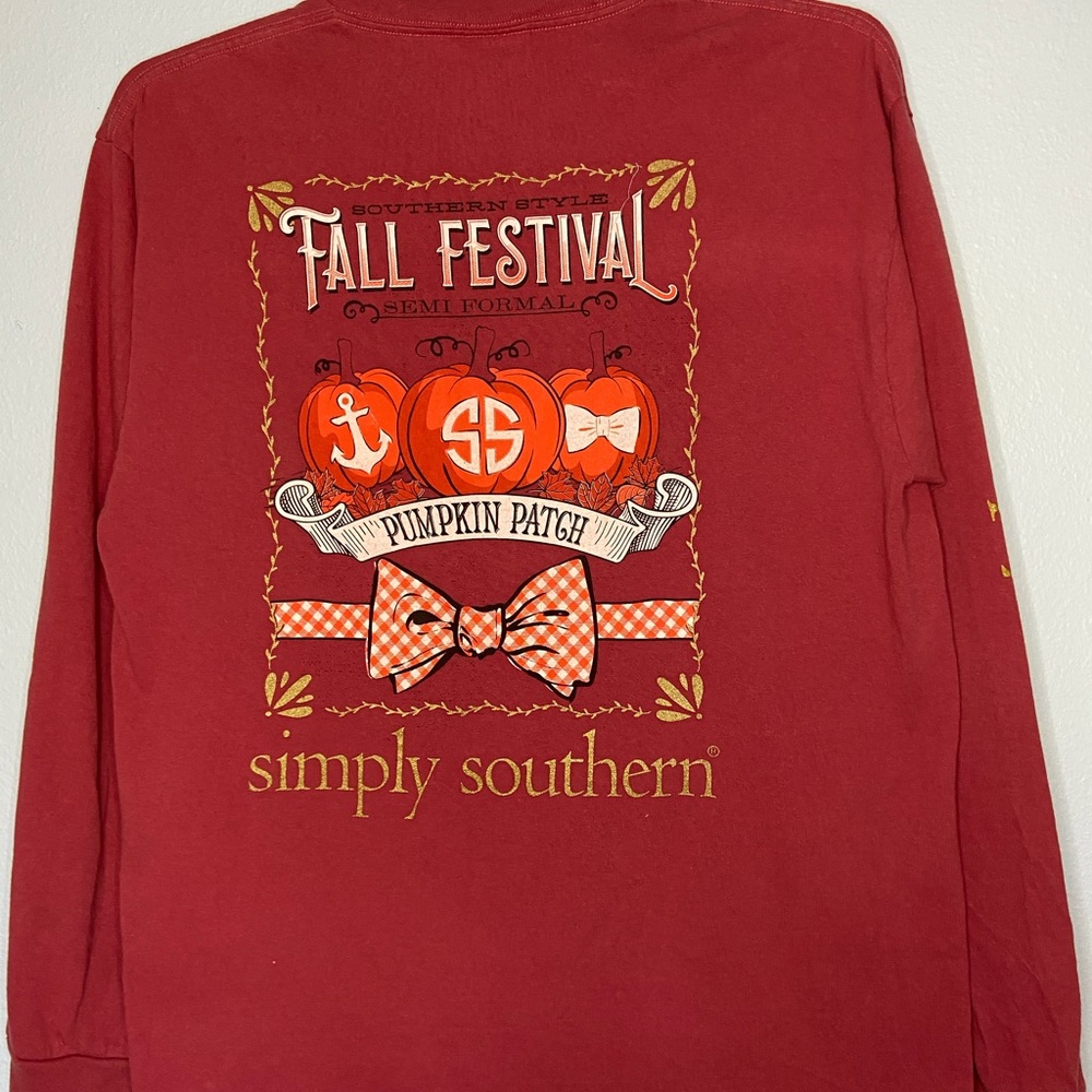 Crimson red, long sleeve, simply southern, shirt